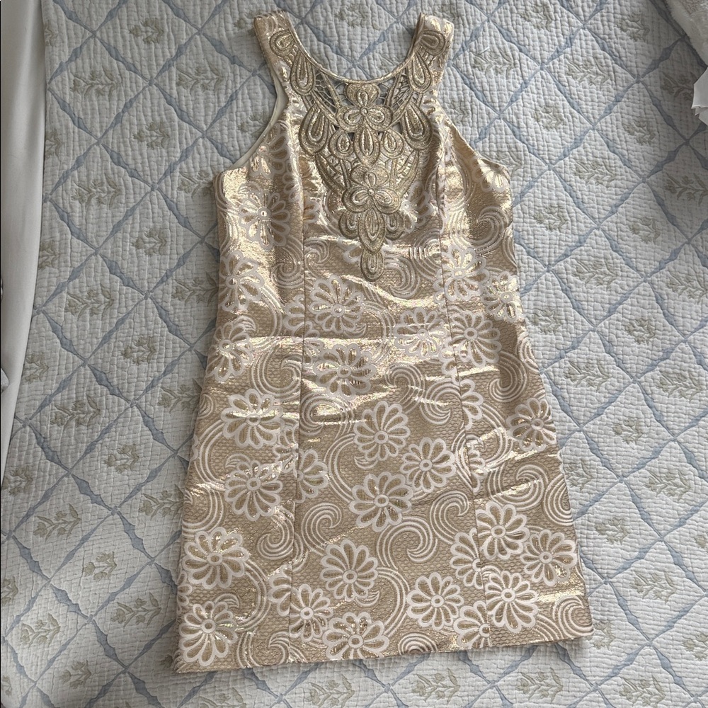 Lilly Pulitzer Gold and Cream Mini Dress